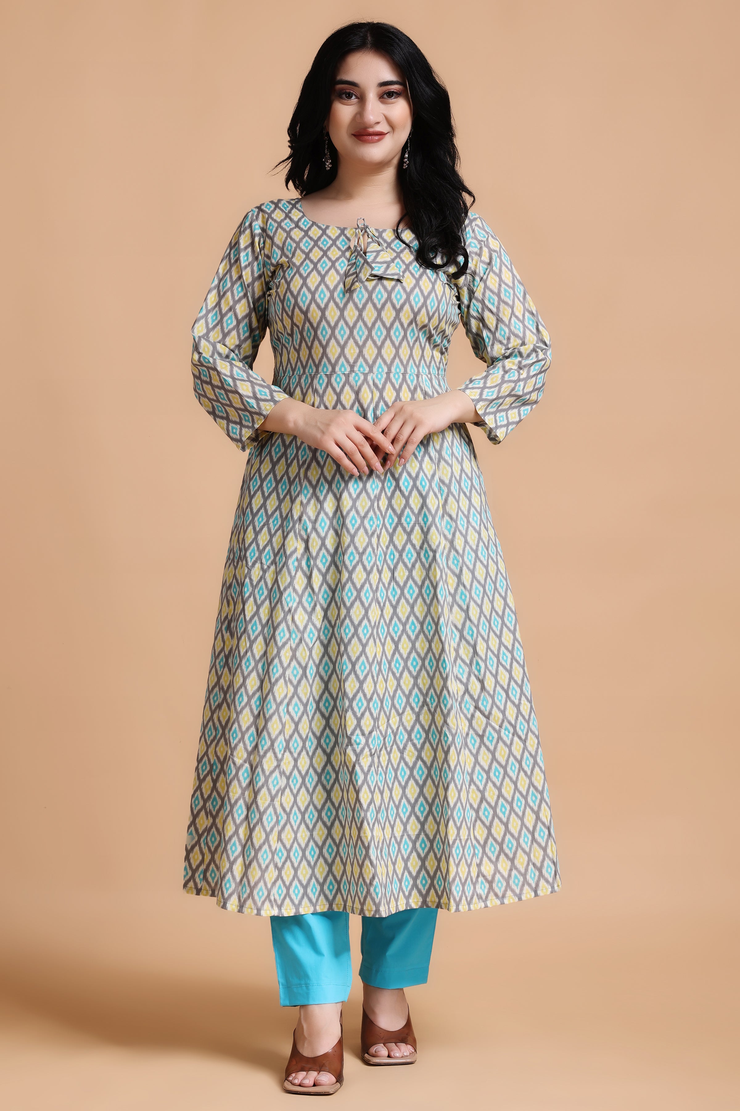 Buy The Style Syndicate Pure Cotton Anarkali Comfortable Maternity Feeding  Kurta Dress with Zippers for Pregnant Womens | All Over Printed Feeding  Dress for Mothers(Peach) Online at Best Prices in India -